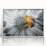 Acrylic print of art deco floral design in muted pastels, framed in white, suitable for modern nursery decor.