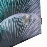 Large abstract floral design in vibrant colors on acrylic glass, ideal for dining room art in a mid-century modernist style.