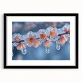 Abstract art print featuring textured, colorful frost patterns on a black framed canvas, ideal for living room decor.