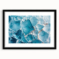 Abstract art print featuring textured, colorful frost patterns on a black-framed canvas.
