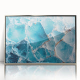 Framed acrylic print of a close-up frost design in muted silver and gray tones.