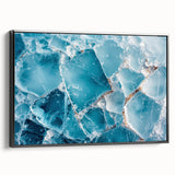 Black and white framed canvas featuring a close-up of frost patterns, ideal for bedroom wall decor.