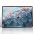 Framed acrylic print depicting a close-up of frost patterns in muted gray tones, suitable for modern art wall decor.