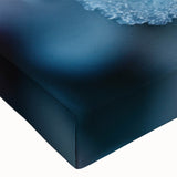 Large art of a close-up frost pattern in black and white on a stretched canvas, suitable for bedroom wall decor.