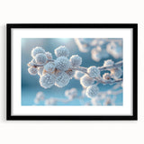 Extra large abstract art print featuring a textured, colorful frost design on a black framed canvas.