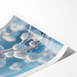 Extra large wall art featuring a close-up of frost patterns on flowers.