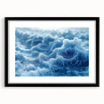Extra large, textured abstract art print depicting vibrant, colorful frost patterns, framed in black.