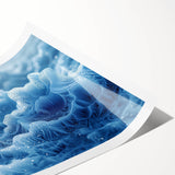 Extra large rolled print featuring a close-up of frost patterns, in monochrome tones, ideal for large living room wall art.