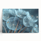 Black and white close-up photo of frost patterns on ice, printed on large stretched canvas, ideal for kitchen wall art.