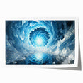Close-up of frost patterns on ice in muted gray and blue tones, rolled print, ideal for art wall dining room.