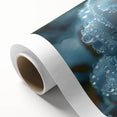 Art Deco-style poster featuring intricate frost patterns in muted blue and white tones, ideal for nursery wall art.