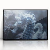 Large abstract wall art depicting frost patterns in muted gray tones on a framed acrylic, suitable for modern art wall decor.