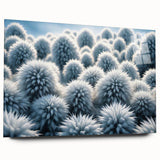Close-up of frost patterns in muted gray tones on acrylic glass, ideal for bedroom or dining room art.