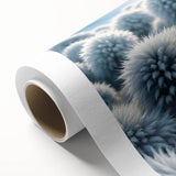 Art Deco style poster of frost patterns on ice in muted blue tones, rolled canvas, ideal for nursery wall art.