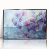 Close-up of frost design in silver frame, acrylic print, ideal for modern art wall decor in nurseries.