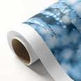 Art deco poster featuring a close-up of frost patterns in muted blue and white tones, printed on rolled canvas.