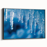 Black and white framed canvas depicting a frost-patterned landscape, ideal for bedroom wall decor.