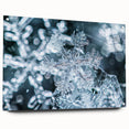 Close-up of frost patterns in muted blue and white on acrylic glass, suited for modern bedroom or dining room decor.