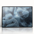 Large abstract wall art featuring a frost design in muted gray tones, framed in black acrylic.