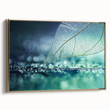 Framed canvas featuring a close-up of leaves in gold and black tones, suitable as wall art for bedroom.