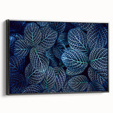 Black and white vintage poster art of close-up leaves on framed canvas, suitable for bedroom wall decor.