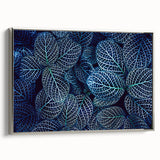 Framed canvas depicting a close-up of leaves in muted green and black tones, ideal for enhancing a vintage-styled study room.