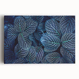 Large black and white close-up photo of leaves on a stretched canvas, suitable for kitchen wall art.