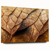 Close-up image of leaves in green and yellow on acrylic glass.