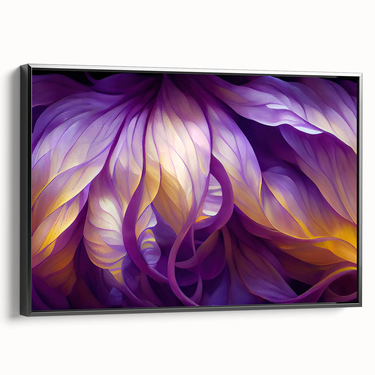 Black and white wall art featuring a close-up view of leaves, printed on framed canvas, suitable for bedroom decor.