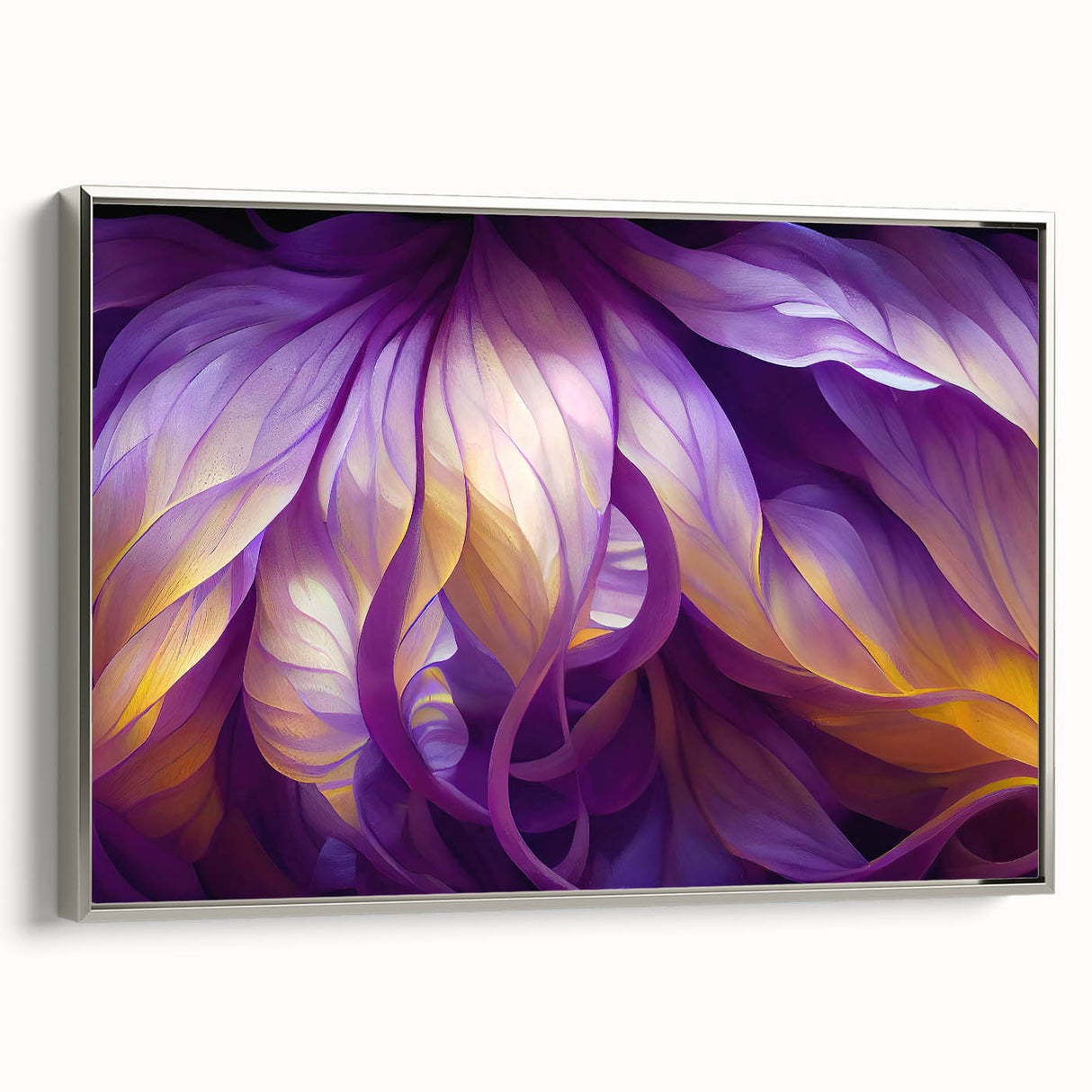 Framed canvas featuring a close-up of leaves in vibrant green tones, ideal for adding a natural element to a living room.