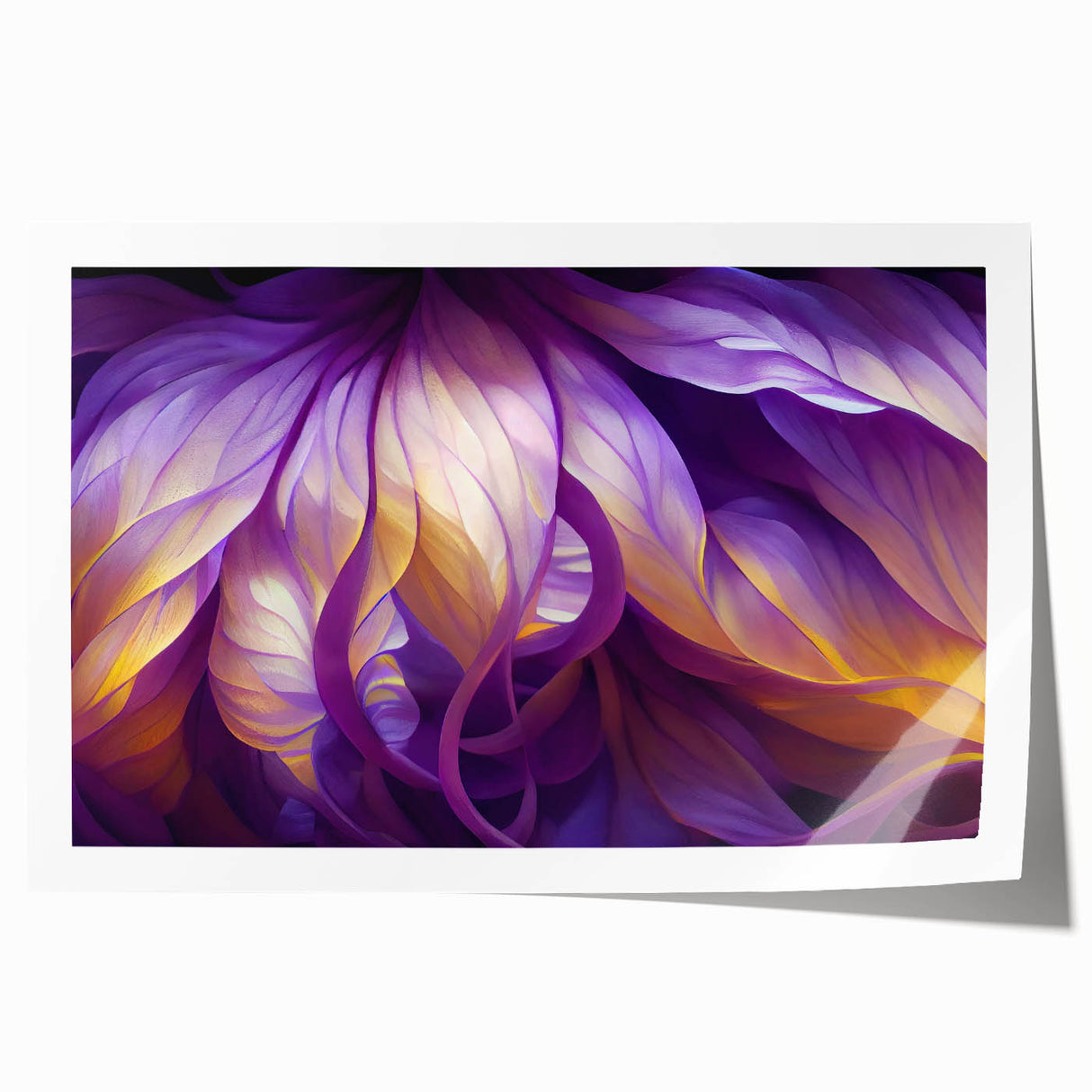 Close-up of green leaves print on rolled canvas, ideal for art wall dining room or classy bathroom wall art.