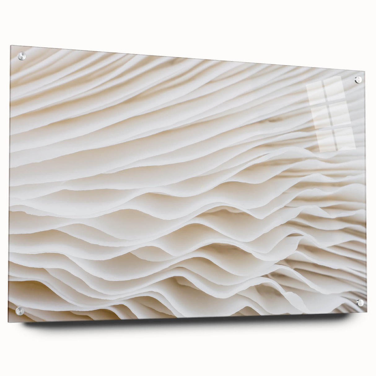 Close-up of green leaves in large abstract style on acrylic glass, ideal for dining room or bedroom wall art.