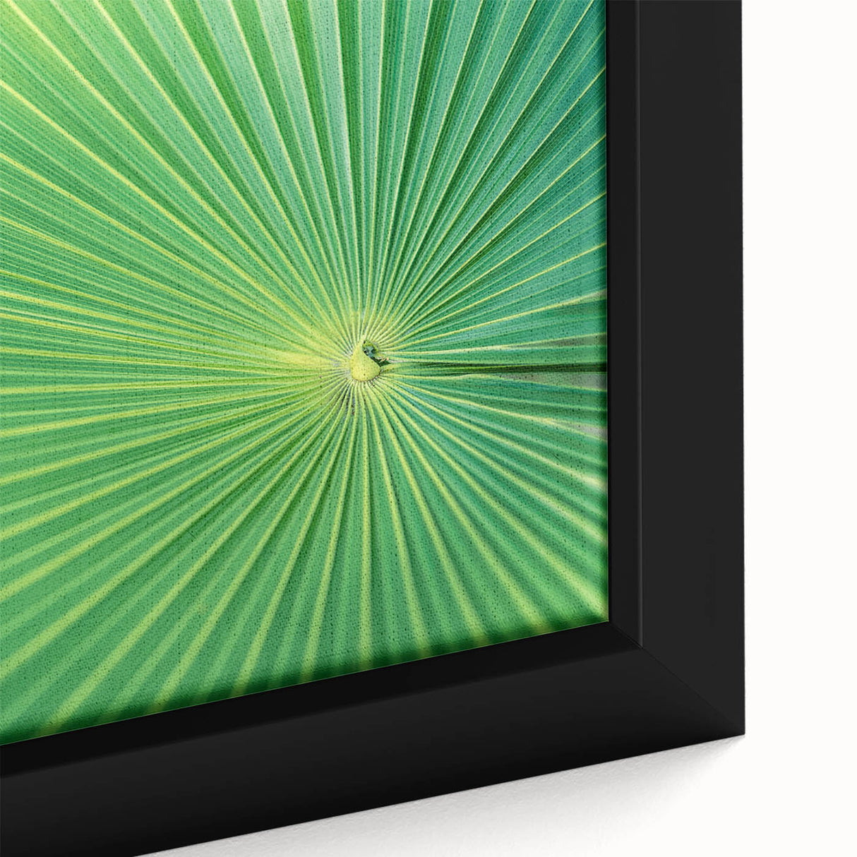 Close-up of textured leaves in black, with vivid color accents on a large framed canvas, suitable for living room decor.