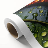 Art deco poster of close-up leaves in green and yellow tones on rolled canvas, ideal for nursery wall art.