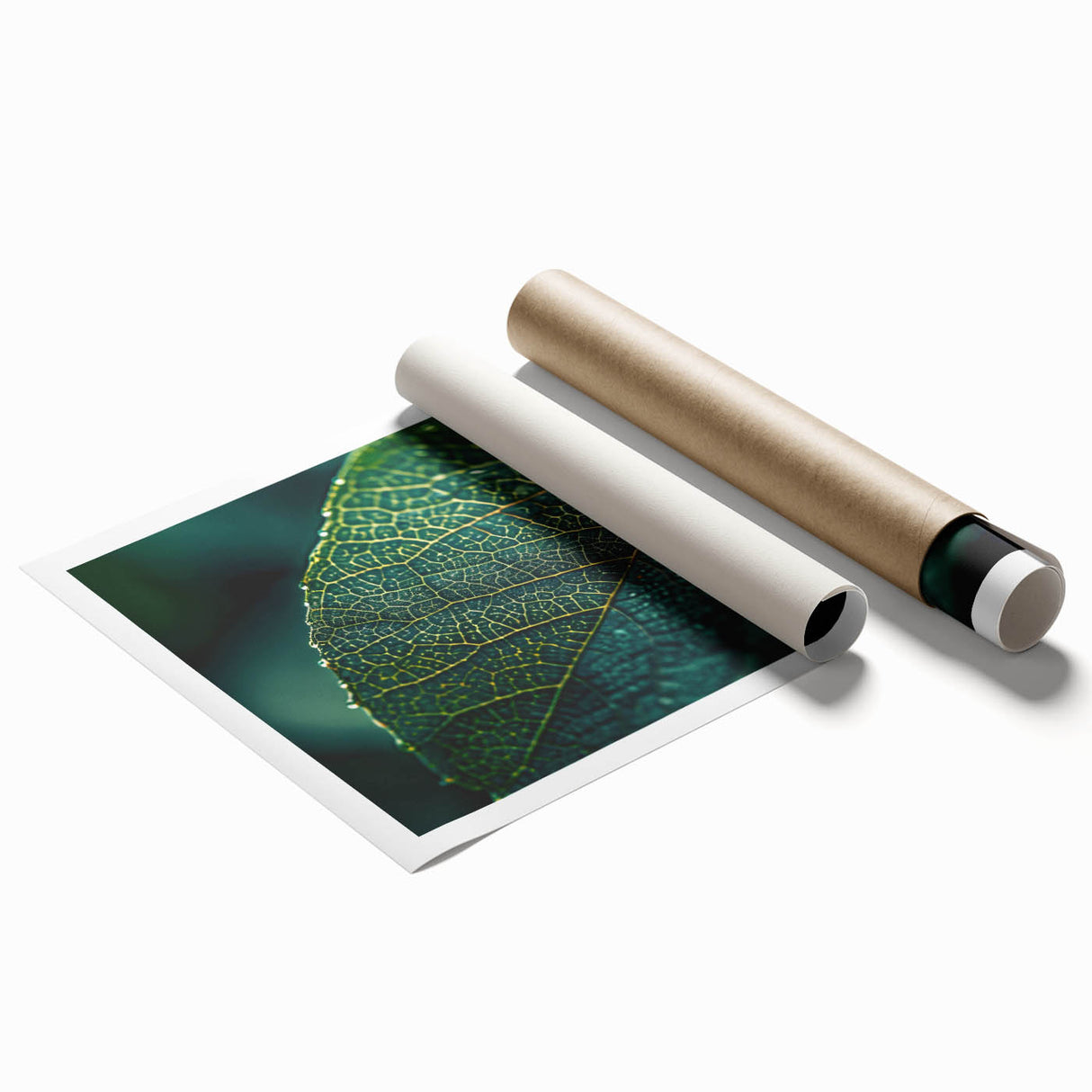 Close-up image of green leaves, printed on rolled canvas, suitable for classy bathroom or large living room decor.