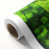 Art deco poster of detailed leaves in muted green and brown tones on rolled canvas, ideal for nursery wall decor.