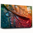 Close-up of green leaves in an abstract design on acrylic glass, ideal for bedroom or dining room decor.