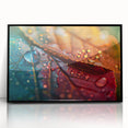 Large abstract wall art featuring close-up leaves design in green and brown, framed in black acrylic.