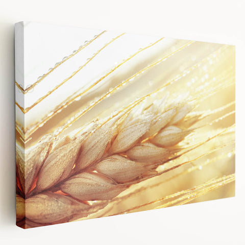 Close-up of green leaves on a large stretched canvas, suited for kitchen wall art.