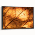 Black and white close-up of leaves on a framed canvas, ideal for bedroom wall decor.