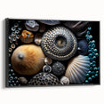 Black and white framed canvas featuring a detailed landscape scene, ideal for bedroom wall decor.