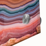 Large abstract wall art featuring organic shapes in earth tones on acrylic glass, suitable for dining room ambiance.