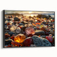 Black and white landscape art painting on framed canvas, featuring a close-up view of natural elements.
