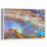 Vintage poster art depicting colorful natural elements on extra large framed canvas, ideal for living room decor.