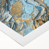 Art deco poster featuring geometric patterns in muted gold and black on rolled canvas, suitable for dining room decor.