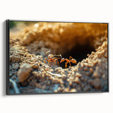 Black and white framed canvas featuring a close-up of natural elements, suitable for bedroom wall decor.