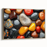 Framed canvas featuring a close-up landscape painting in muted earth tones, suitable as wall art for a bedroom.