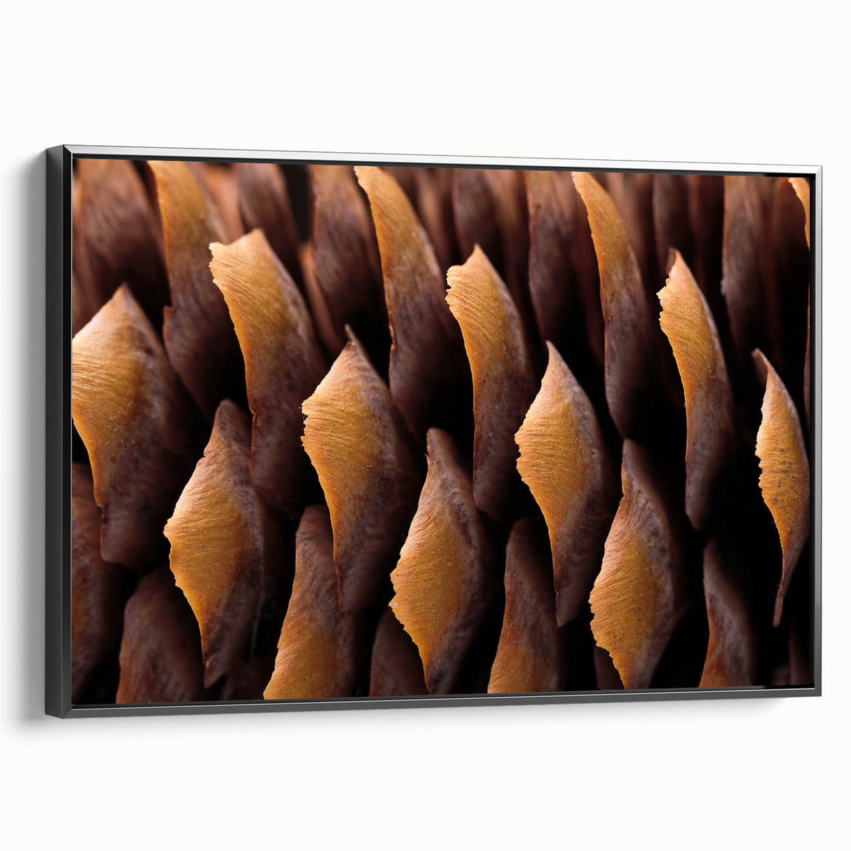 Black and white landscape art painting on framed canvas, featuring a close-up of natural elements.