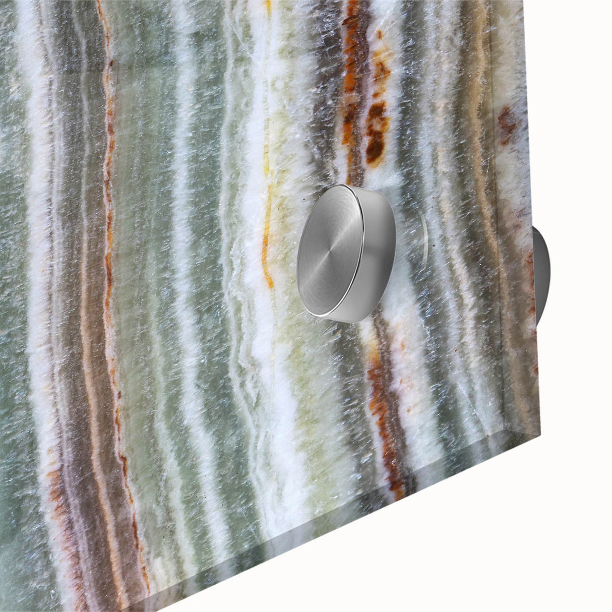 Large abstract wall art on acrylic glass featuring mid-century modernist design in natural earth tones.