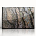 Large abstract wall art depicting close-up tree designs in black and white, framed in acrylic.